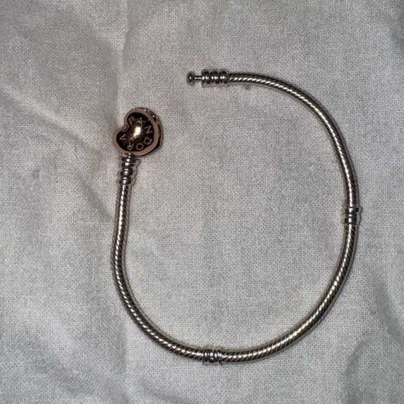 Pandora Pavé Sterling Silver Bracelet w 14k rose gold-plated heart clasp - - Picture 10 of 15